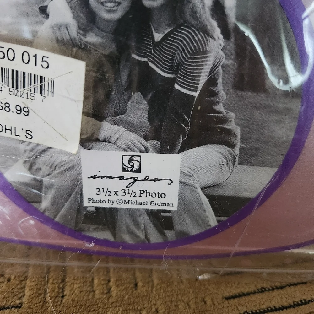 Girl Talk Purple and Pink Photo Frame with Retro Design 3.5 x 3.5 New
